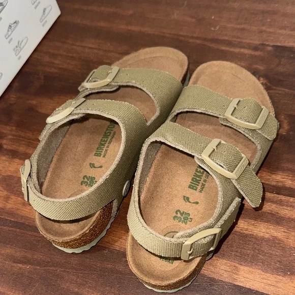 Birkenstock Kids Milano Kids Vegan Sandals Faded Khaki Buckle Straps Sz 1-1.5 - Picture 8 of 12